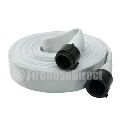 White 2" x 50' Single Jacket Mill Hose (Alum NPSH Couplings)