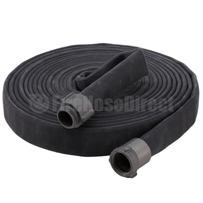 Black 1 1/2" x 50' Double Jacket Fire Hose (Alum NH Couplings)