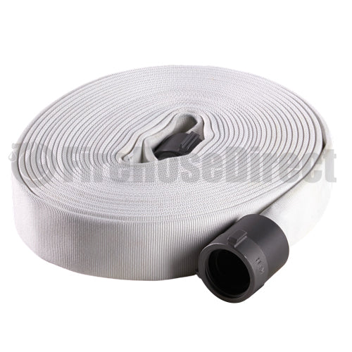 White 1 1/2" x 50' Single Jacket Hose (Alum NH Couplings)