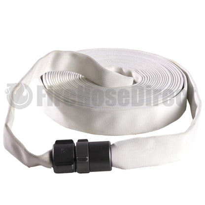 White 1 1/2" x 50' Single Jacket Hose (Alum NH Couplings)