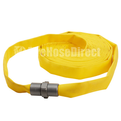 Yellow 1 1/2" x 50' Forestry Hose (Alum NH Couplings) - USA Made