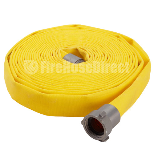 Yellow 1 1/2" x 50' Forestry Hose (Alum NH Couplings) - USA Made