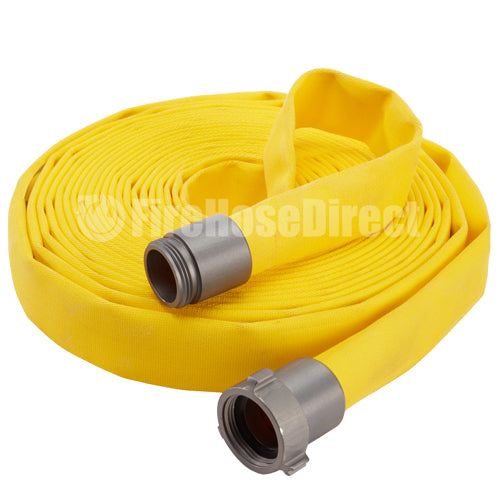 Yellow 1 1/2" x 50' Forestry Hose (Alum NH Couplings) - USA Made