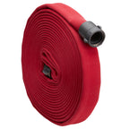 Fire Hose - 2 1/2inches x 15' Lay Flat Water Hose - Made in the USA - Red  Firefighter Hose - NH Couplings