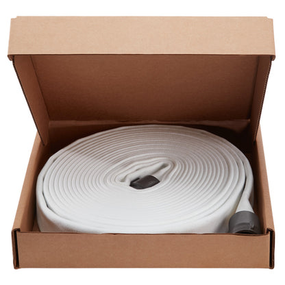 White 1 1/2" x 25' Double Jacket Fire Hose (Alum NH Couplings)