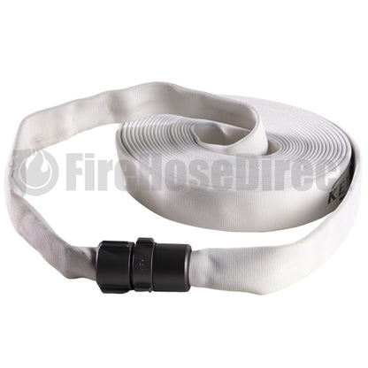 White 1 1/2" x 100' Double Jacket Fire Hose (Alum NH Couplings)