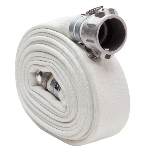 White 2" x 25' Camlock Double Jacket Mill Hose