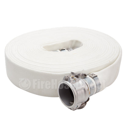 White 2" x 50' Camlock Double Jacket Mill Hose