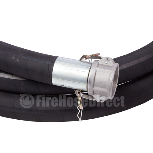 Black 2" x 20' Heavy-Duty Camlock Suction Hose