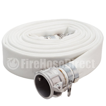 White 1 1/2" x 25' Camlock Double Jacket Mill Hose