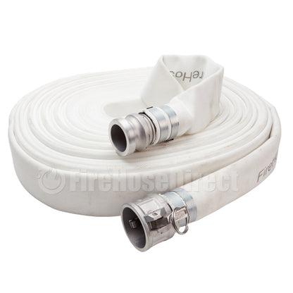 White 1 1/2" x 100' Camlock Double Jacket Mill Hose