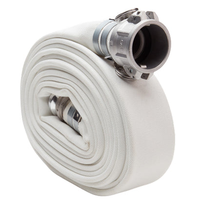 White 3" x 25' Camlock Double Jacket Mill Hose