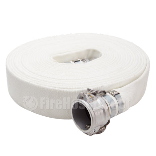 White 3" x 50' Camlock Double Jacket Mill Hose