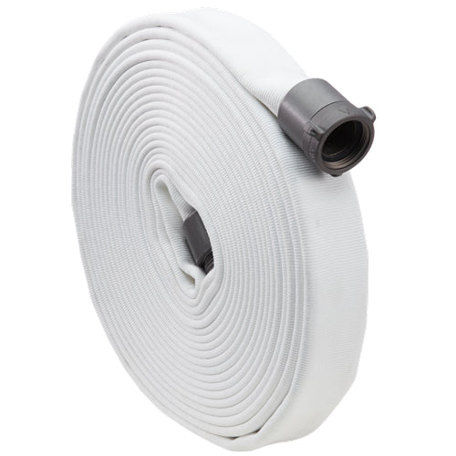 White 4" x 50' Double Jacket Fire Hose (Alum NH Couplings)