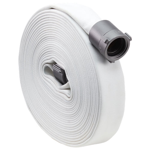 White 1" x 100' Single Jacket Hose (Alum NPSH Couplings)