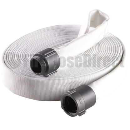 White 1" x 100' Single Jacket Hose (Alum NPSH Couplings)