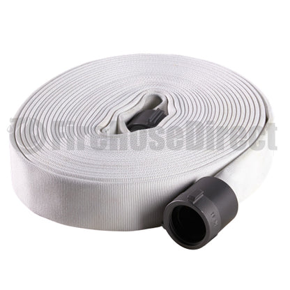 White 1 1/2" x 25' Single Jacket Hose (Alum NH Couplings)