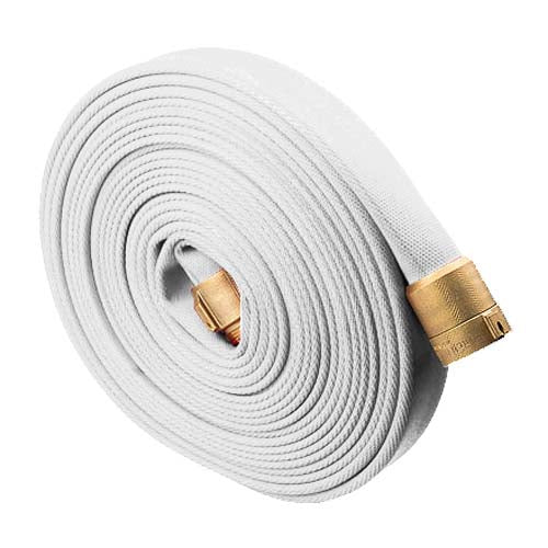 White 1 1/2" x 50' Single Jacket Hose (Brass NPSH Couplings)