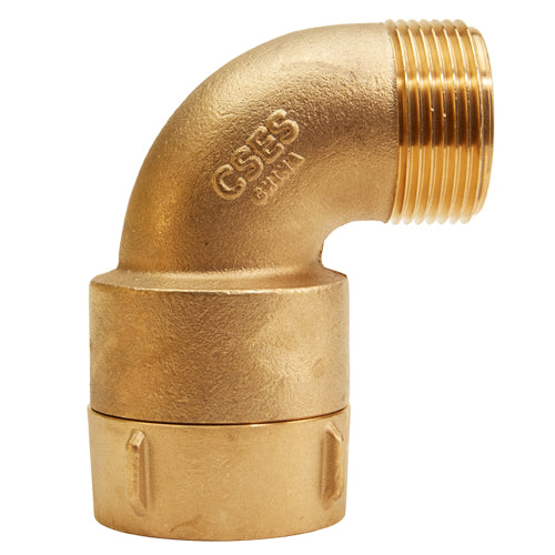 Brass 1 1/2" NPT x 1 1/2" NH 90 Degree Elbow