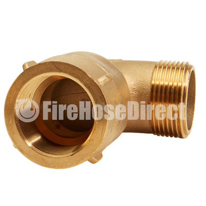 Brass 1 1/2" NPT x 1 1/2" NH 90 Degree Elbow