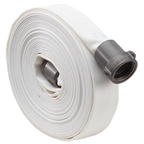 White 1" x 100' Forestry Hose (Alum NPSH Couplings) 