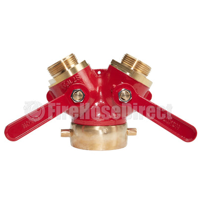 Brass Red 2 1/2" NH Inlet x (2) 1 1/2" NH Outlet