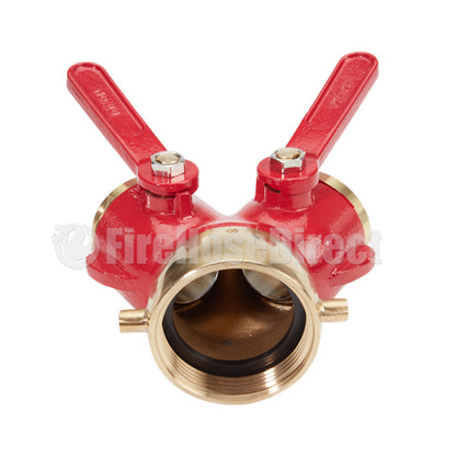 Brass Red 2 1/2" NH Inlet x (2) 1 1/2" NH Outlet