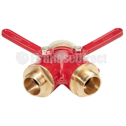 Brass Red 2 1/2" NH Inlet x (2) 1 1/2" NH Outlet