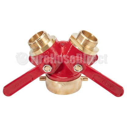 Brass Red 2 1/2" NH Inlet x (2) 1 1/2" NH Outlet