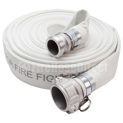 White 1 1/2" x 100' Camlock Single Jacket Mill Hose