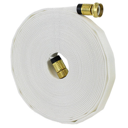 White 5/8" x 50' Forestry Hose (Brass Garden Hose Couplings)