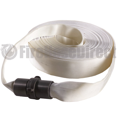 White 1" x 50' Forestry Hose (Alum NPSH Couplings)