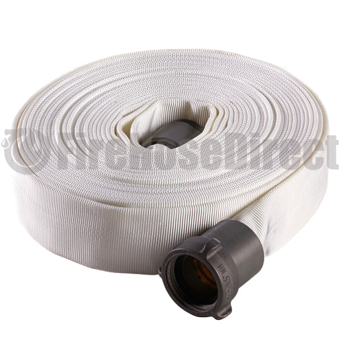 White 1" x 100' Forestry Hose (Alum NPSH Couplings)