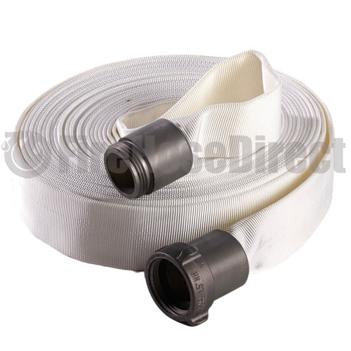 White 1" x 100' Forestry Hose (Alum NPSH Couplings)