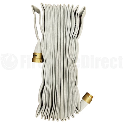 White 1 1/2" x 50' Pin Rack Hose (Brass NH Couplings)