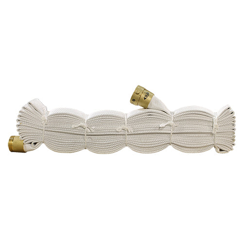 White 2 1/2" x 50' Pin Rack Hose (Brass FDNY Couplings)