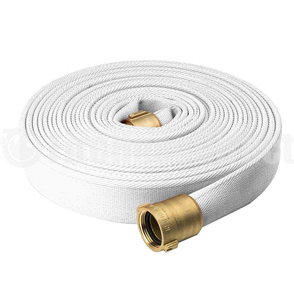 White 1 1/2" x 50' Single Jacket Hose (Brass NPSH Couplings)