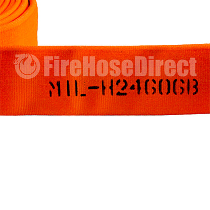 Orange 1 1/2" x 50' Mil-Spec Hose (Brass NPSH Couplings)