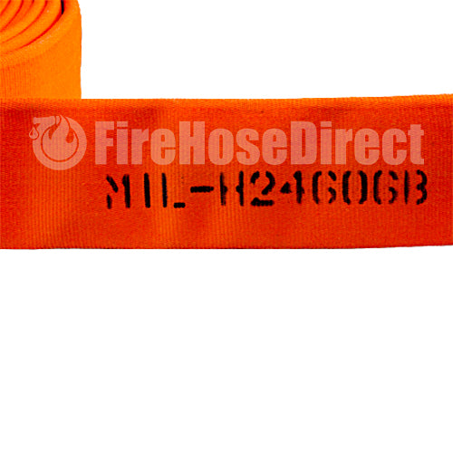 Orange 1 3/4" x 50' Mil-Spec Hose (Brass 1 1/2" NPSH Couplings)