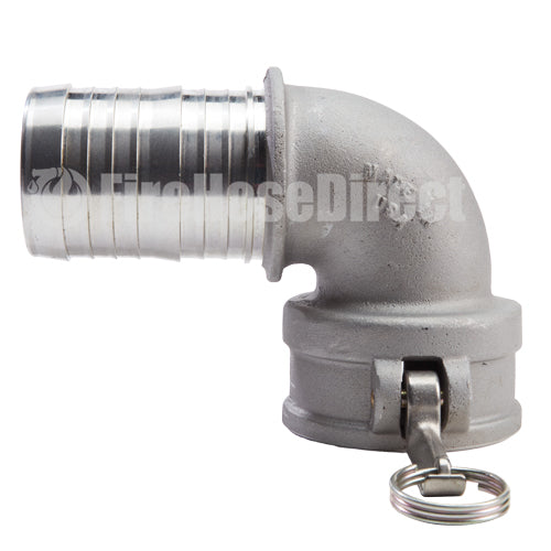 Aluminum 3" Female Camlock x Hose Shank 90 Degree Elbow (USA)