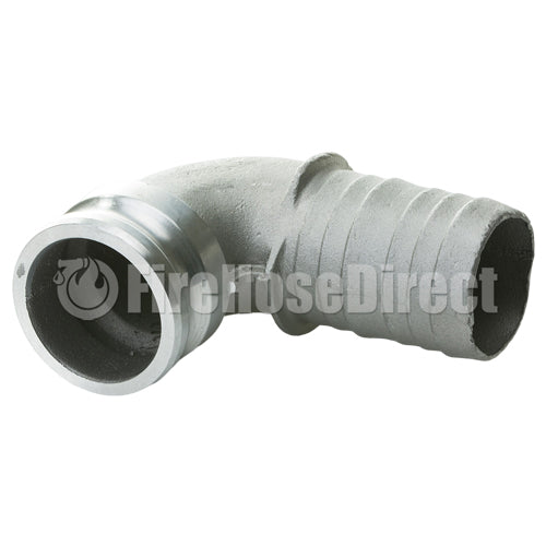 Aluminum 3" Male Camlock to Hose Shank 90 Degree Elbow (USA)