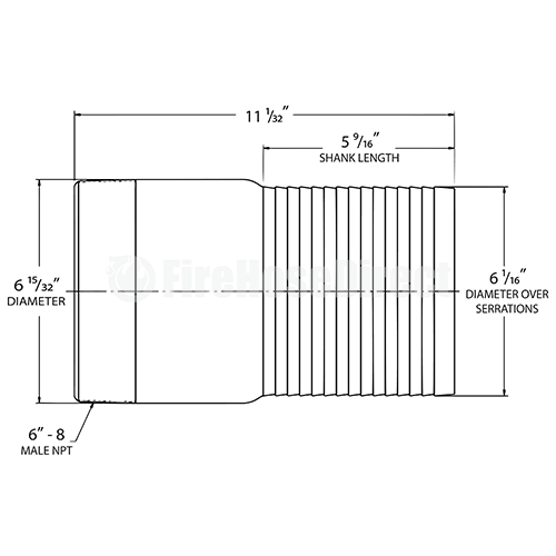 Steel 6" Male NPT x 6" Hose Shank