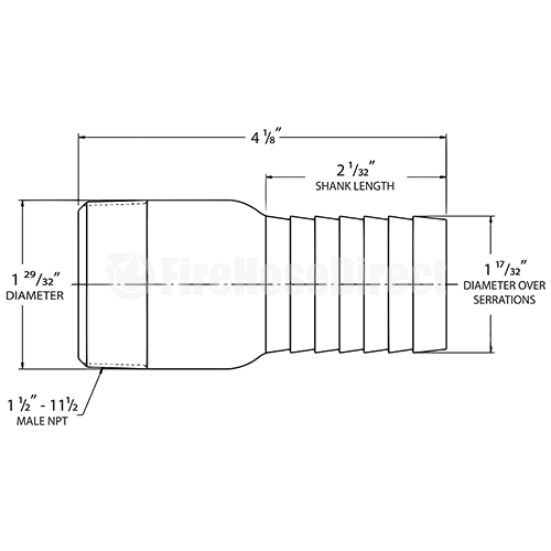 Steel 1 1/2" Male NPT x 1 1/2" Hose Shank