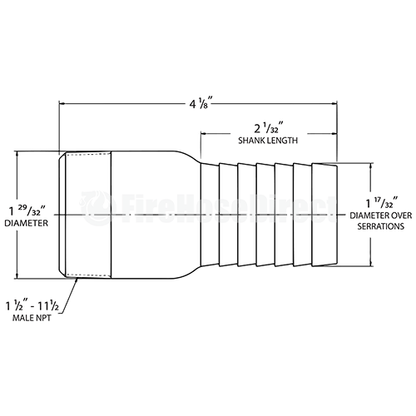 Steel 1 1/2" Male NPT x 1 1/2" Hose Shank