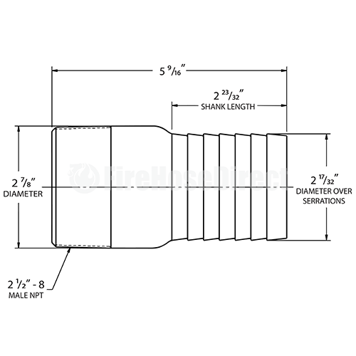 Steel 2 1/2" Male NPT x 2 1/2" Hose Shank