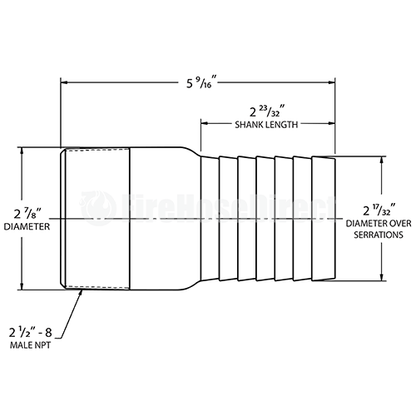 Steel 2 1/2" Male NPT x 2 1/2" Hose Shank