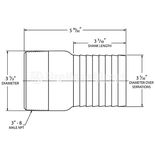 Steel 3" Male NPT x 3" Hose Shank