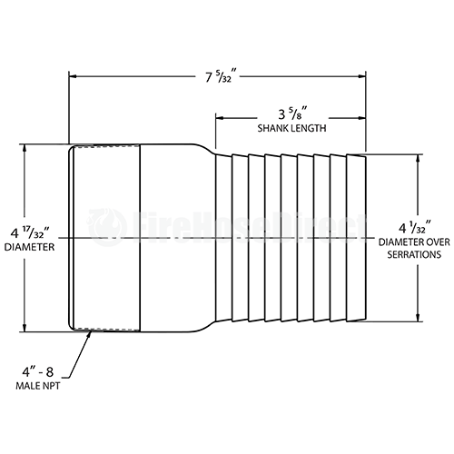 Steel 4" Male NPT x 4" Hose Shank