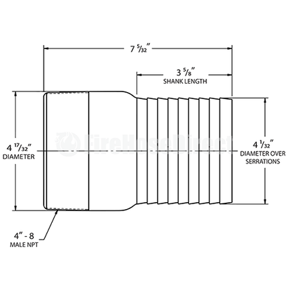 Steel 4" Male NPT x 4" Hose Shank