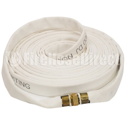 White 1" x 50' Double Jacket Mill Hose (3/4" GHT Couplings)